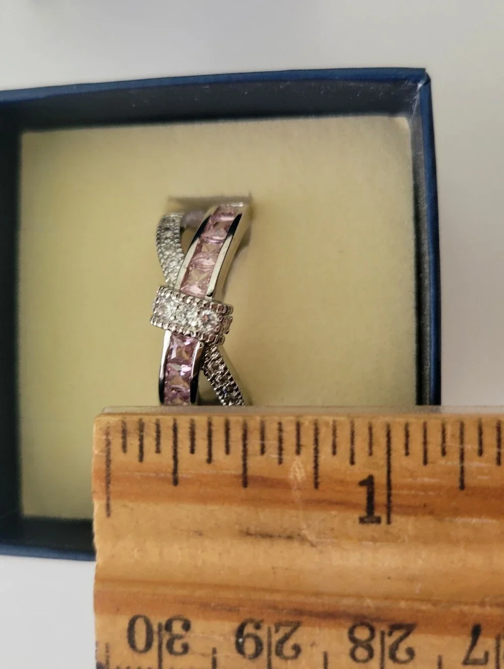 Stauer Diamond Aura Pink Bow Ring size 10 New